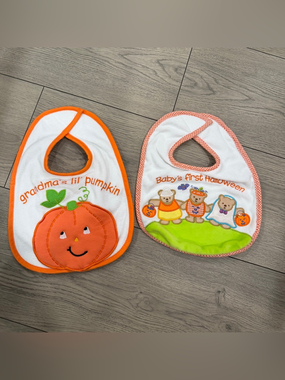 Orange Pumpkin Baby Bibs Set - Halloween Themed